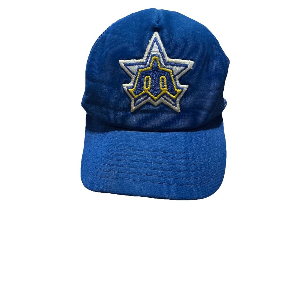 80s Seattle Mariners New Era Trucker Hat Snapback Made In USA Star Trident